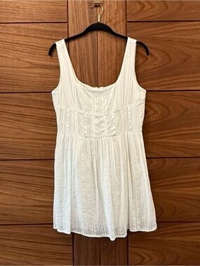 Commense White Gauze Dress Sleeveless Coquette Boho Women's Large